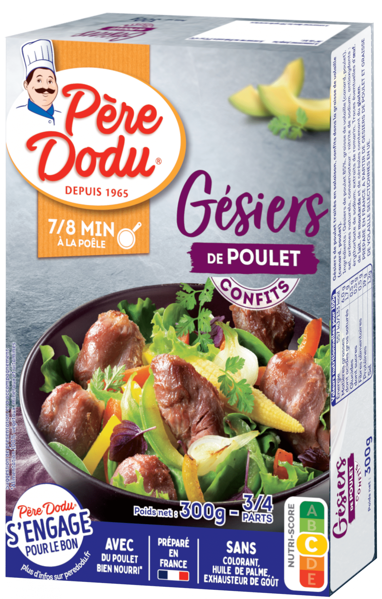 Packshot Gésiers de poulet confits Père Dodu