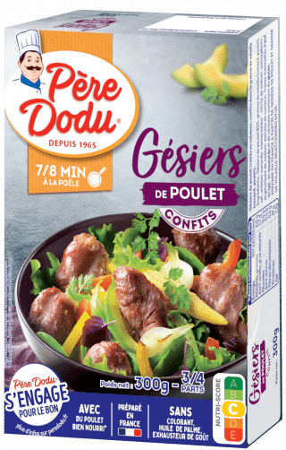 Packshot Gésiers de poulet confits Père Dodu